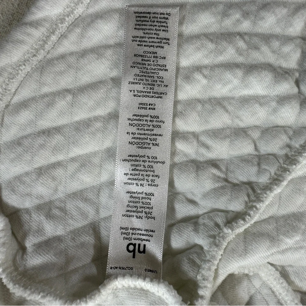 Carter's White Quilted Newborn Hooded Jacket/Hoodie with Buttons
